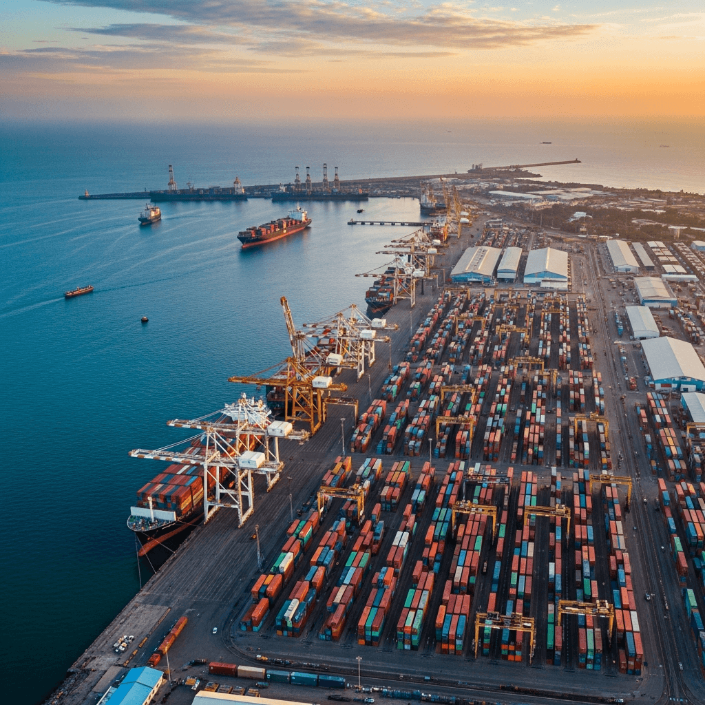 Maharashtra Palghar port aerial view showing JNPT connectivity for MAHA-GFC - Bharat Cluster Ventures